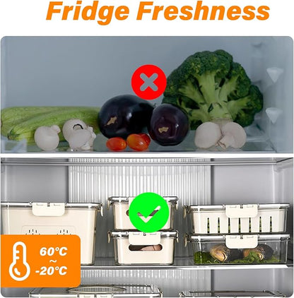 YFUIF Portable Fruit Storage Containers for Fridge, 4 Compartments Snack Box Container, BPA-Free Divided Serving Tray with Lid for Veggie, Clear Snack Tray Candy Tray