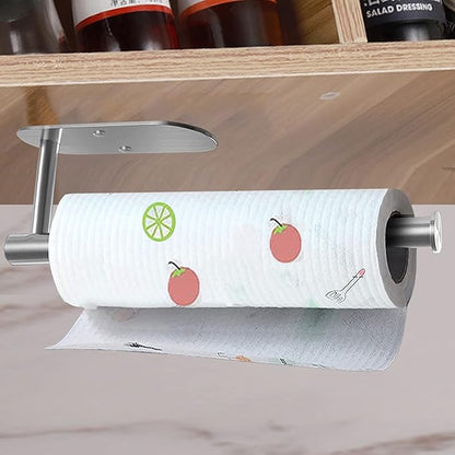 Paper Towel Holder-2pcs Adhesives, Wall-Mounted Paper Towels Roll for Kitchen, Self-Adhesive Under Cabinet Kitchen roll Holder, Both Available in Adhesive and Screws, Stainless Steel for Bathroom RV