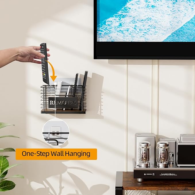 Remote Control Holder, 5-Slot TV Remote Holder Wall Mount, Universal Remote Caddy Large Size Design for Wall Table Living Room Bedroom, Easy Installation