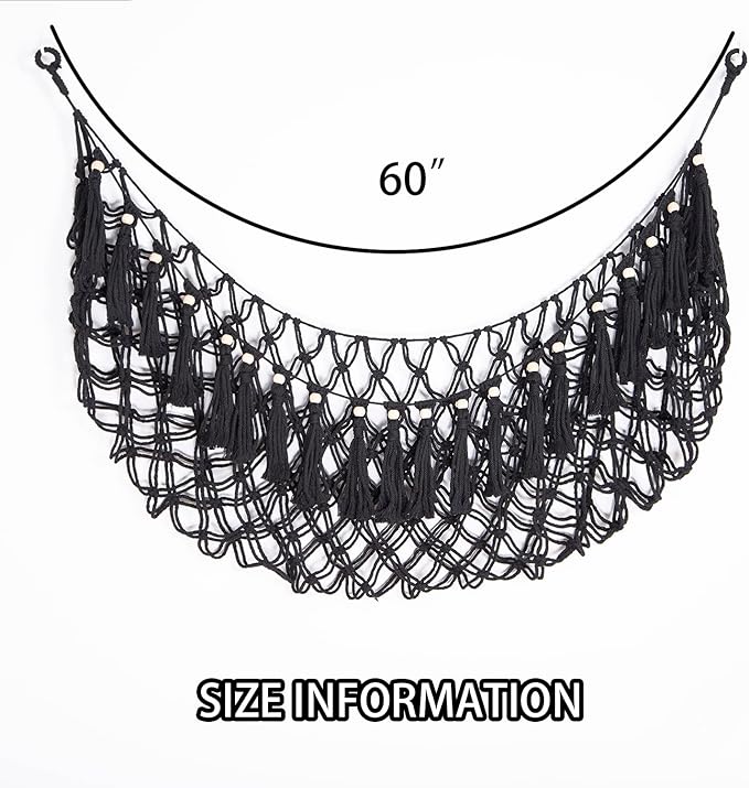 Large Stuffed Animal Net or Hammock Macrame Toy Display Plush Toy Holder Wall Hanging Net for Stuffed Animal Storage_Black