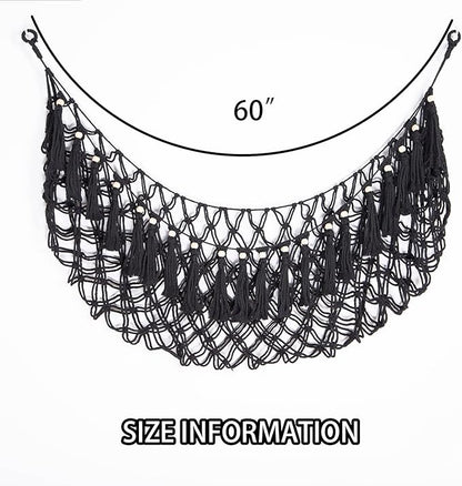 Large Stuffed Animal Net or Hammock Macrame Toy Display Plush Toy Holder Wall Hanging Net for Stuffed Animal Storage_Black