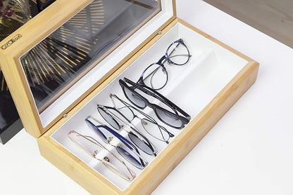 OYOBox Maxi Luxury Eyewear Organizer, Lacquered Wood Box for Glasses + Sunglasses