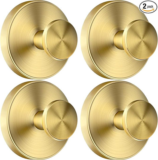 luckin smile Suction Cup Hooks for Shower, No-Drill Removable Towel Hook for Bathrooms, Shower Hooks, Suitable for Bathrooms, Kitchens, Windows, Glass, Powerful Suction Cup Hook (4, Gold)