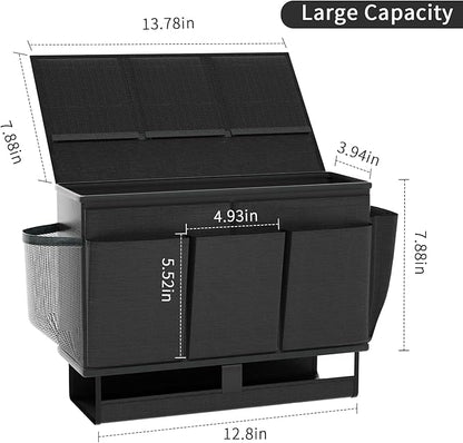 Frjjthchy Bedside Caddy, Bed Organizer with 11 Pockets and Power Strip Holder,Versatile Bedside Storage Caddy for Home,Dorm,Bunk,Hospital,Crib Bed (Black)