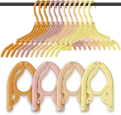 12 Pcs Travel Hangers Cruise Ship Essentials Foldable Portable Plastic Vacation Hangers Non Slip Clothes Drying Rack Travel Accessories for Dormitory School Hotel Laundry (Bright Color)