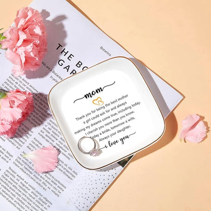 PUDDING CABIN Mother of the Bride Gifts Jewlery Dish - Today a Bride, Tomorrow a Wife, Always Your Daughter - Wedding Day Gifts for Mom from Daughter in Law