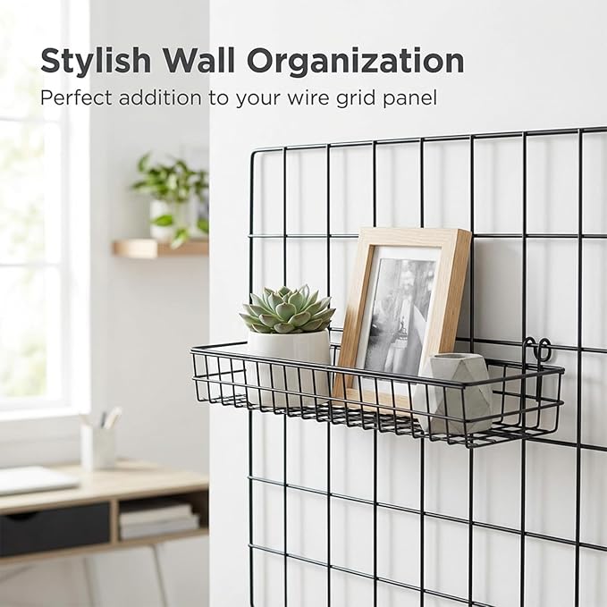 4 PCS 15.75×3.94×1.97 Inch Hanging Wire Basket, Wire Baskets for Organizing Wall Basket Storage Wall Baskets for Wall-Mounted Storage in Kitchens, Bathrooms and Balconies-Black