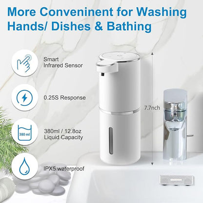 Gotofine Automatic Liquid Soap Dispenser,4-Level Adjustable, Wall Mount,USB Rechargeable,12.8oz/ 380ml,Touchless Hand & Dish Soap Dispenser for Bathroom, Kitchen,Hotel, Restaurant