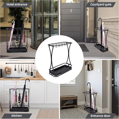 Umbrella Stand Rack with 18 slots Umbrella Holder for Entryway Umbrella Holder with Removable Drip Tray,Black Large