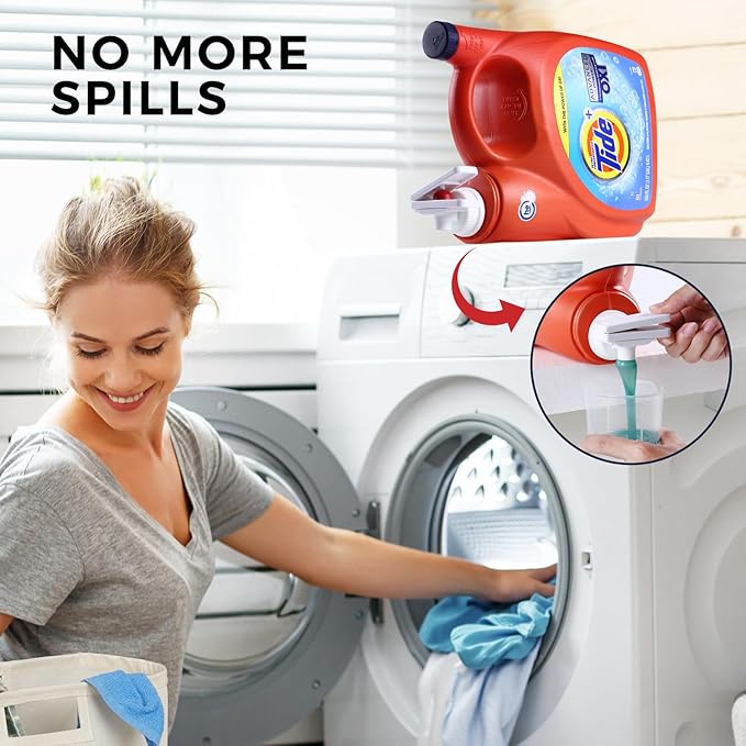 [2 Pack] Laundry Detergent dispenser Nozzle Switch Holder, Upgraded Nozzles Switch Easily，detergent and softener accessories Fits Most Economic Sized Bottles、laundry room organization