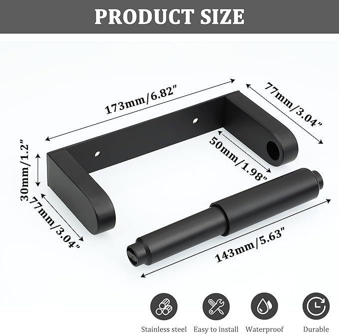 Alise Black Toilet Paper Holder, Double Post Spring Loaded Bathroom Toilet Paper Holder Wall Mount SUS304 Stainless Steel Tissue Holder Toilet Paper Roll Holder for Washroom, RV