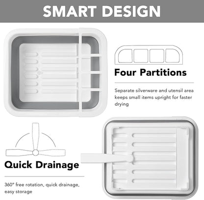 Tiawudi Collapsible Dish Drying Rack, Pop Up Dinnerware Drainer, Portable Plate Organizer for Kitchen RV Campers Travel Trailer, Space Saving Kitchen Storage Tray