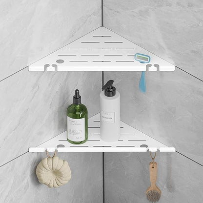 HBXS Shower Corner Shelf, 304 Stainless Steel, Black, Wall Mount, Triangular, 10 x 10 Inches, Leak Resistant, 2 Pack, Bathroom Storage Organizer with Brushed Finish