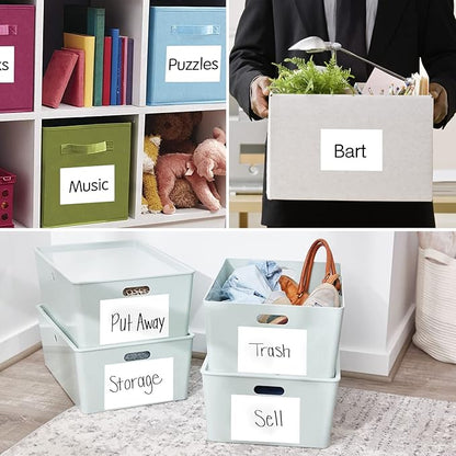 150 Pcs Labels for Storage Bins, 6 X 4 Inch Removable Labels for Storage Bins, Tear Resistant No Residue Storage Bin Label, Matte White Blank Box Label for School, Home, Business