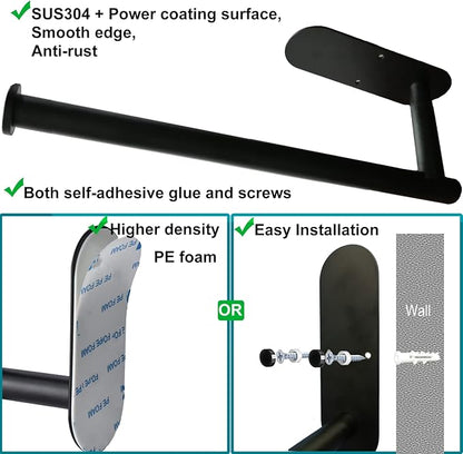 Upgraded Calegency Paper Towel Holder Under Cabinet, Wall Mounted Paper Towel Dispenser, Matte Black SUS304 Self-Adhesive and Drilling Optional Large Paper Towel Roll Holder for Bathroom, Kitchen, RV