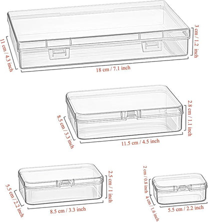 Goodma 24 Pieces Mixed Sizes Rectangular Empty Mini Clear Plastic Organizer Storage Box Containers with Hinged Lids for Small Items and Other Craft Projects
