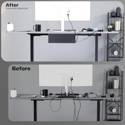 VIVO Under Desk 17 inch Cable Management Trays, Power Strip Holders, Cord Organizers, Wire Tamers for Office and Home, Black, 2 Pack, DESK-AC06-2C
