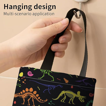 Plastic Bag Holder, Wall Mount Grocery Bag Organizer, Funny Hanging Trash Bag Storage Dispenser for Home Kitchen Cute Colorful Dinosaur