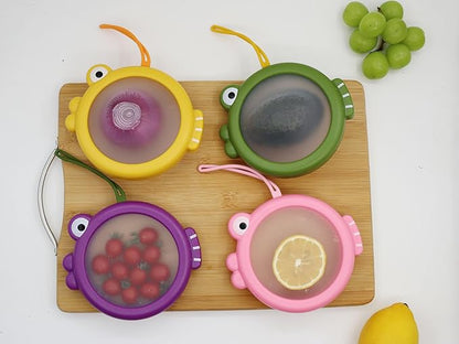 Kirynd Onion storage and Avocado Saver,Set of 4 Double-Sided Silicone Fruit Keeper Containers for Fridge,Tomatos Holder,Lemons,Garlic,and Potatoes