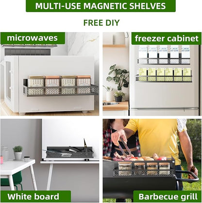 Magnetic Spice Rack for Refrigerator, 3 Pack Magnetic Shelf for Refrigerator, Movable Magnetic Basket is Used for Side Storage in Ovens, Microwaves, or Washing Machines
