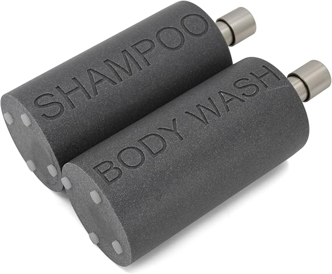 Indecor Home Resin 2 Pack Shampoo, Conditioner or Body Wash Dispenser Set, Luxurious Refillable Pump Bottles with Matte Pump Top and Embossed Text, Durable Design for Bathroom and Shower