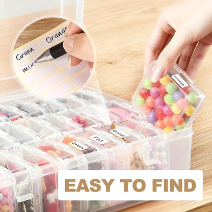 Bead Organizer Box,Jewelry Organizers and Storage, 30-Piece Small Storage Containers Set with Hinged Lids and Labels