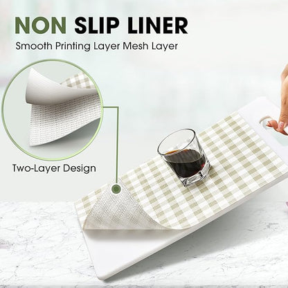 Beautysaid Shelf and Drawer Liner for Kitchen Cabinet, Non Adhesive Non Slip Shelf Paper Waterproof Washable Thickened for Dresser Pantry Shelve Bathroom Protector Liner(Checkered,23.6 in x 20 FT)