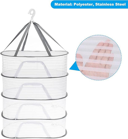 PATIKIL Folded Mesh Clothes Hanging Dryer, 4-Tier Sweater Drying Rack Folding Laundry Drying Rack for Indoor, Outdoor, Sweater, Clothing, 23.6" x 15.7" x 49.6"