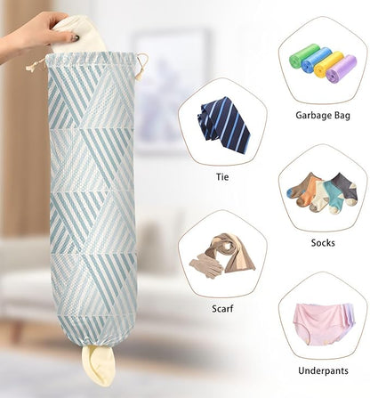 1 PC Plastic Bag Holder Wall Mount Grocery Bag Holder Shopping Bag Trash Bag Storage Organizer Dispenser for Kitchen Closet 22 x 9 Inch Nordic Green