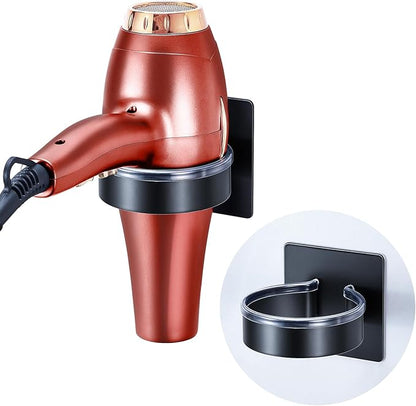 Oukimly Hair Dryer Holder Wall Mounted, Blow Dryer Holder, Hair Tool Organizer for Hair Dryer Storage Hanger, Adhesive Hairdryer Holder for Bathroom Barber Shop (Black)