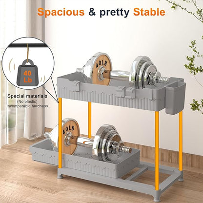 Under Sink Organizer, Bathroom Organizers and Storage, 2 Tier Multi-Use Pull Out Cabinet Organizer with Hang Hooks and Cups (Gray, 4 Pack)