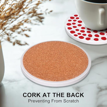 Absorbent Coasters Set of 6 Round Ceramic Coasters for Drinks Modern Colorful Boho Coasters with Holder Cute Coffee Table Decor Coaster Outdoor Stone Cup Coasters Funky Cool Coasters Desk Coasters