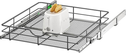 ALINE FURNITURE Pull Out Shelves - 23" W x 22" D Soft Close Pull Out Cabinet Organizer 1 Tier - Slide Out Drawers with Shelf Liner, Heavy Duty Steel Wire Baskets for Kitchen Cabinets, Pantry, Bathroom