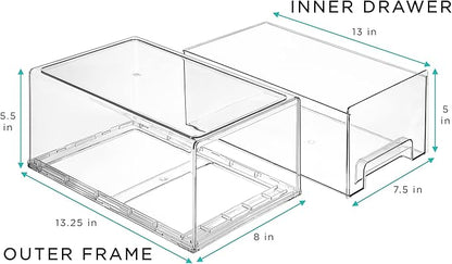 Sorbus Plastic Storage Bins Stackable Clear Pantry Organizer Box Bin for Organizing Kitchen Fridge, Food, Snack Pantry, Fruit, Vegetables, Bathroom, Wide & Narrow Deep (6 Pack)