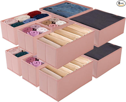Drawer Organizer Set for Baby Clothes, Nursery Dresser Storage, Closet Dividers for Socks, Underwear, Bra (Pink, 12 pcs)