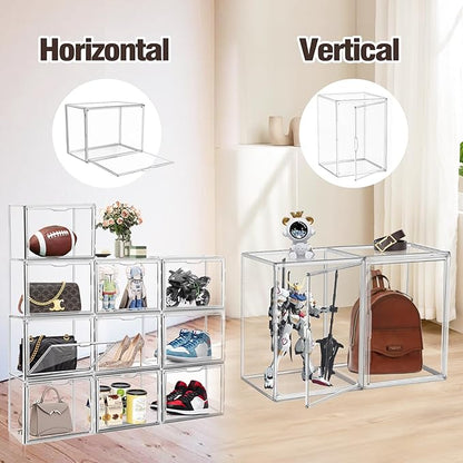 EZJOB 5 Pack XX-Large Acrylic Display Case Purse Organizer Clear Plastic Handbag Storage Organizer for Closet Storage Bins for Boots, Big Bag, Backpack,Collectibles, Cosmetic