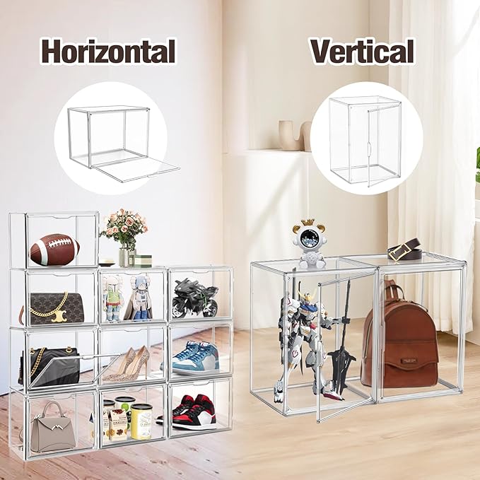 EZJOB XX-Large Tall Boot Storage Organizer 11.4'' x 9.8'' x 15.3 '' Clear Acrylic Handbag Display Case Plastic Purse Display Organizer for Closet Storage Box for Shoes,Backpack,Collectibles,1 Pack