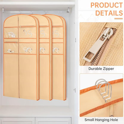65" Garment Bag for Travel for Hanging Clothes Storage Hanging Suit Cover with Zipper and Accessory Storage for Coats, Dresses, Suits