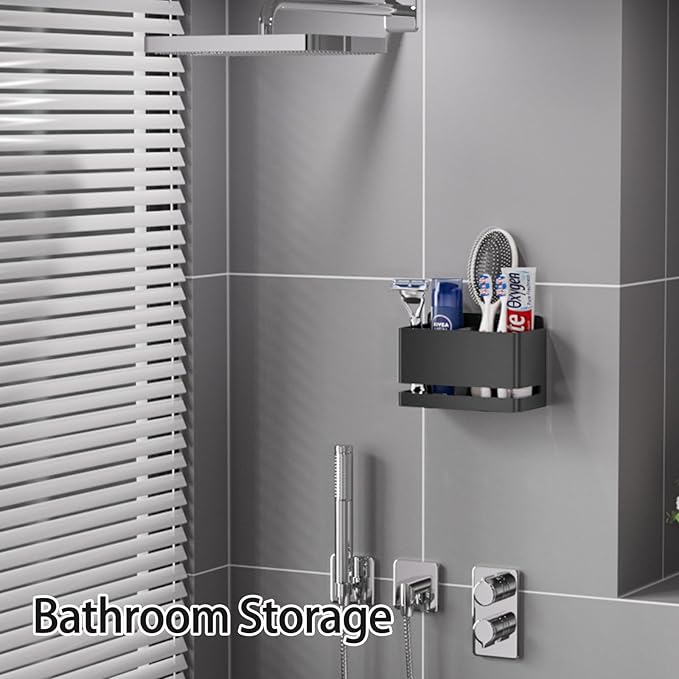 YESENT Aluminum Electric Toothbrush Holder - Bathroom Wall Mounted Toothbrush Holder (Black, Double Slot)