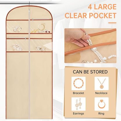 72" Garment Bag for Travel for Hanging Clothes Storage Hanging Suit Cover with Zipper and Accessory Storage for Coats, Dresses, Suits