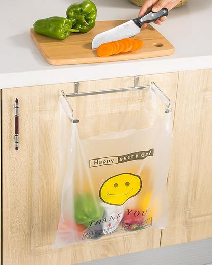 YQh Garbage Bag Holder Stainless Steel for Kitchen Cabinet Doors and Walls (Open-top Style)