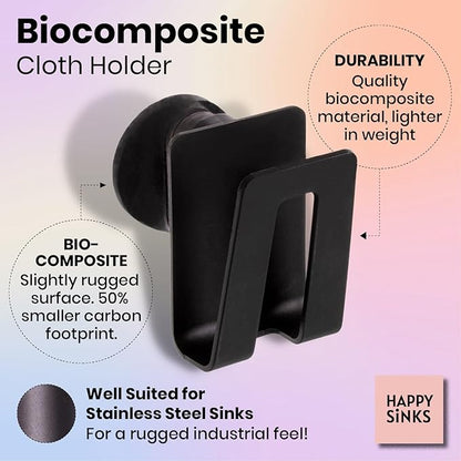 HAPPY SINKS Magnetic Sponge Holder - Kitchen Sink Organizer - Ideal for Kitchen Organization & Accessories - Sink Sponge Holder (Biocomposite)