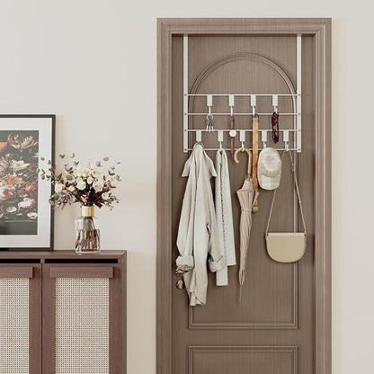 PAPAGIFTREE Over The Door Hooks for Hanging, 14 Hook Over Door Hanger and Towel Rack for Bathroom