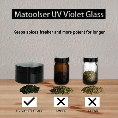 Black Glass Storage Jar 100ml Wide Mouth Airtight UV Protection Container for Spice Coffee