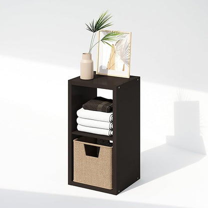Furinno Cubic Closet Organizers and Storage, 2-Cube Closet Organizer, Open Shelf Closet Storage, Extra Thick Frame for Wardrobe, Bedroom, Living Room, Black Dark Oak