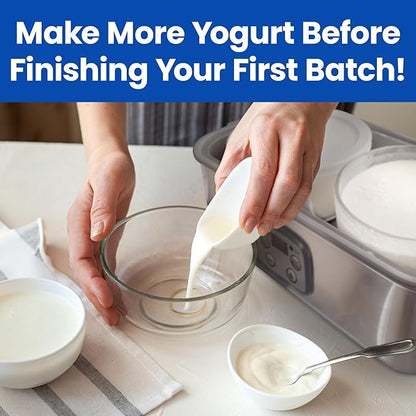 Ultimate Yogurt Containers 2 Pack - Make More Yogurt with 1-Quart Glass Containers (4 Cup) - 100% BPA Free, Durable & Oven Safe Round Bowl Set with Lids - Perfect for Food Storage & Meal Prep