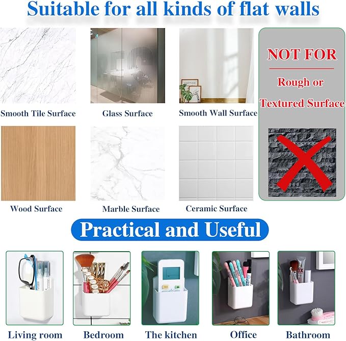 Remote Control Holder Wall Mount 6pcs,TV Remote Holder with Screws,Self Adhesive Pen Holder for Wall, Suitable for TV Remote Controls, Pens, Keys, Toothbrushes