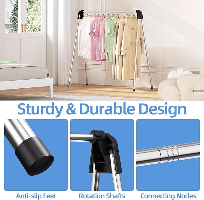 APEXCHASER Clothes Drying Rack - Laundry Rack for Efficient Air Drying, Collapsible Clothing Rack, Foldable Clothes Drying Rack, Heavy Duty Stainless Steel Clothes Rack