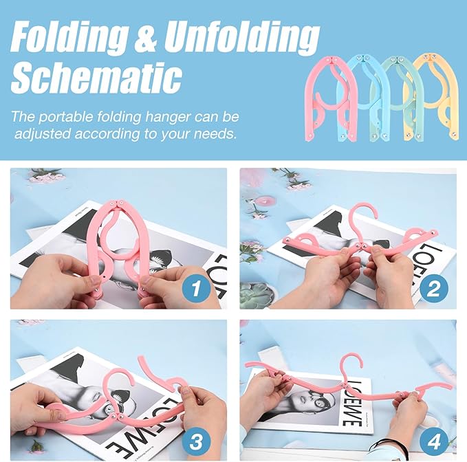 32PCS Foldable Travel Hangers, 20 Cruise Ship Essentials Folding Hanger with 12 Clothes Hanger Connection Hooks, Plastic Portable Drying Rack for Home Holiday Outdoor Camping
