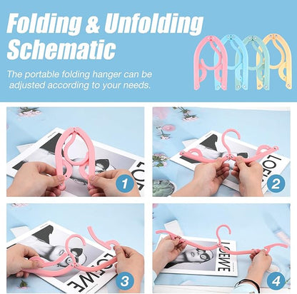 32PCS Foldable Travel Hangers, 20 Cruise Ship Essentials Folding Hanger with 12 Clothes Hanger Connection Hooks, Plastic Portable Drying Rack for Home Holiday Outdoor Camping
